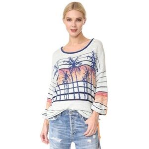Free People Palm Breeze Top 3/4 Sleeves Tab Pullover